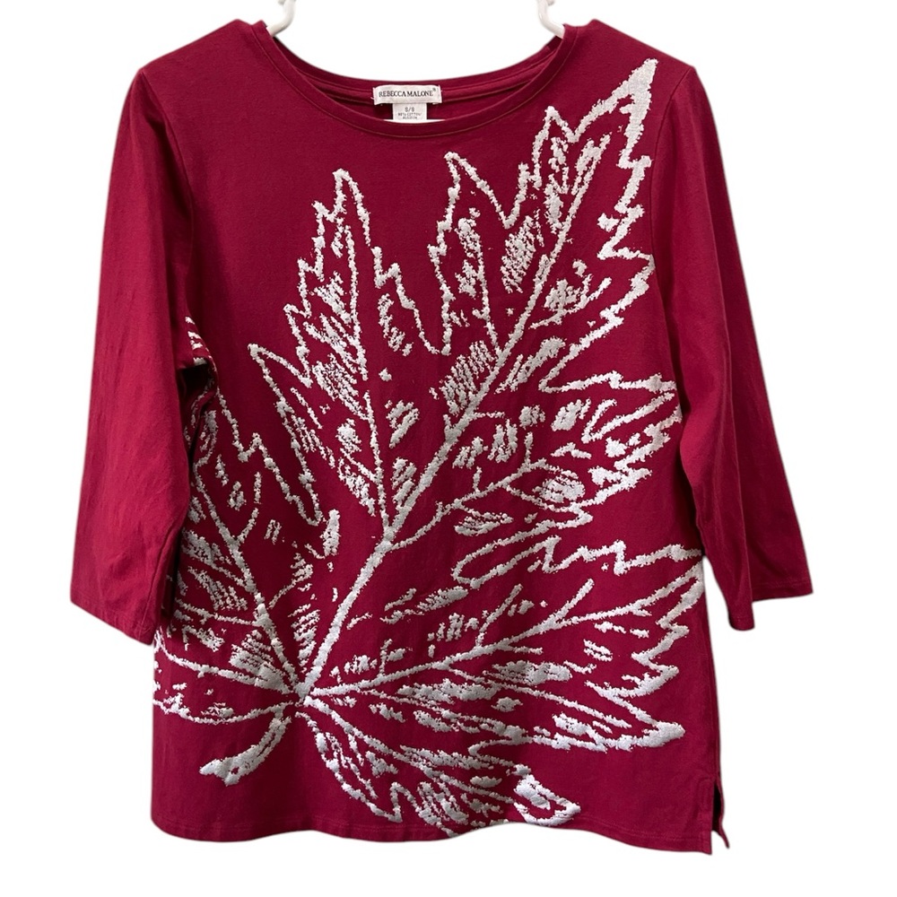 Rebecca Malone Red & Silver Shirt Size Small